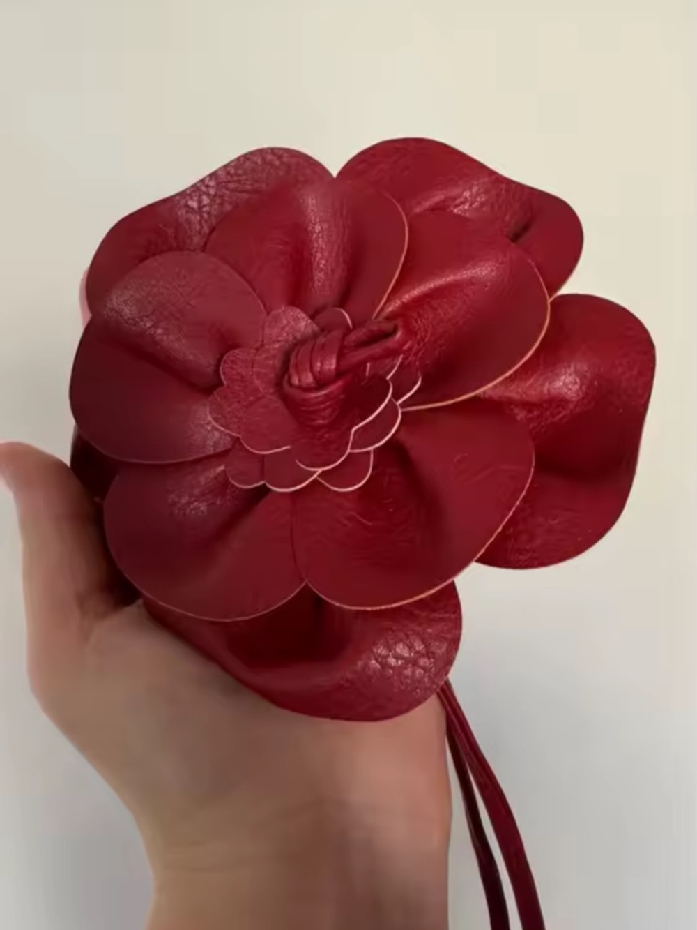 Red Floral Leather Waist Belt Beautiful Look - Picture 4 of 6